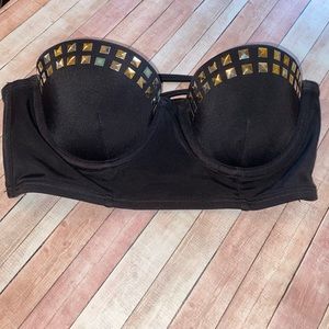 Victoria Secret PINK black studded bikini top👙